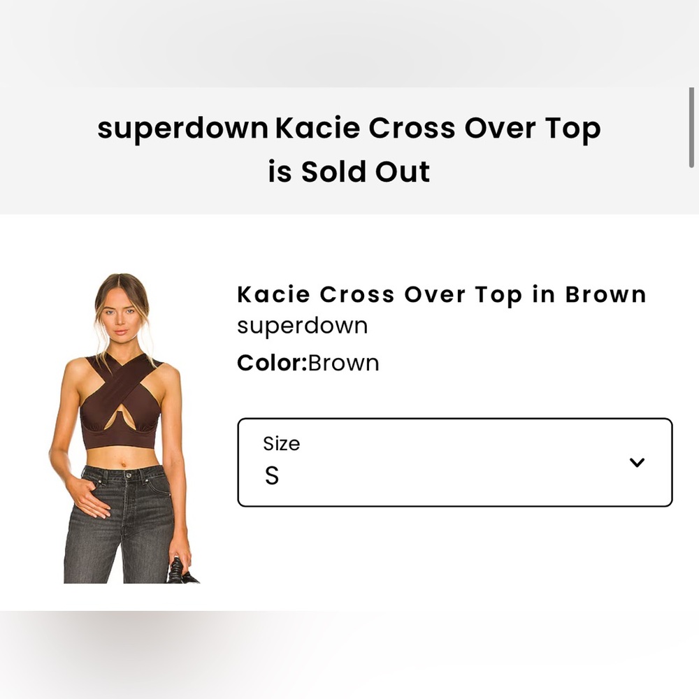 BNWOT Superdown Kacie Cross Over Top in Brown